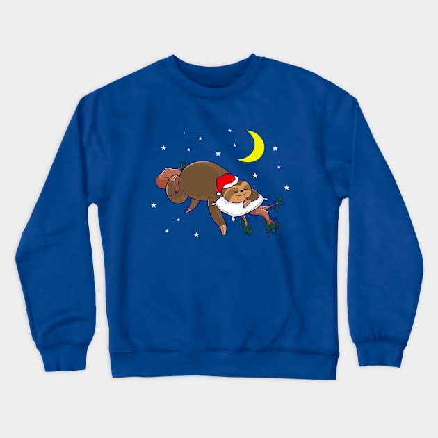 santa claus sloth christmas Crewneck Sweatshirt by gossiprag